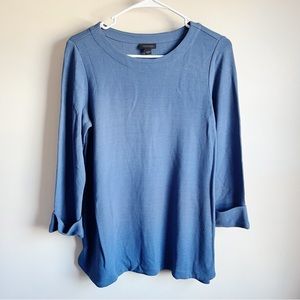 J Jill Wearever Collection Blue Ribbed Cuffed 3/4 Sleeve Blouse